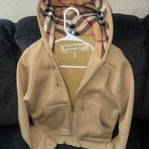 Burberry Beige Hoodie with Checkered Lining